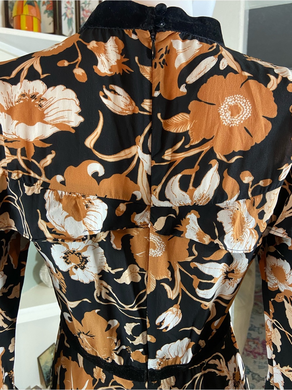 For Love & Lemons Floret Silk Blend Floral Mini Dress Long Sleeve Small S - Picture 12 of 16